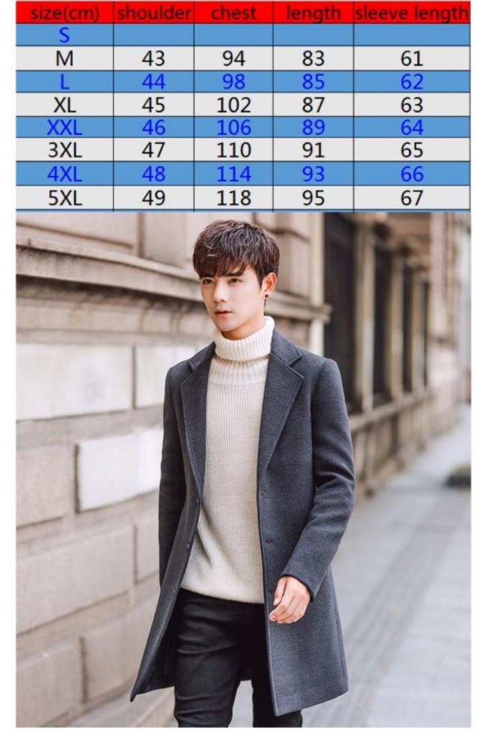 Mens on sale coat sizes