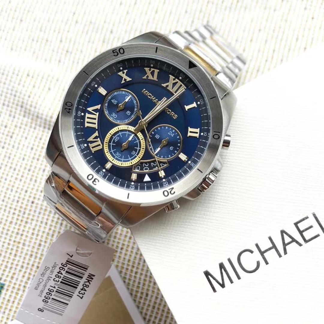 Michael Kors Brecken Chronograph Blue Dial Two tone Men s Watch