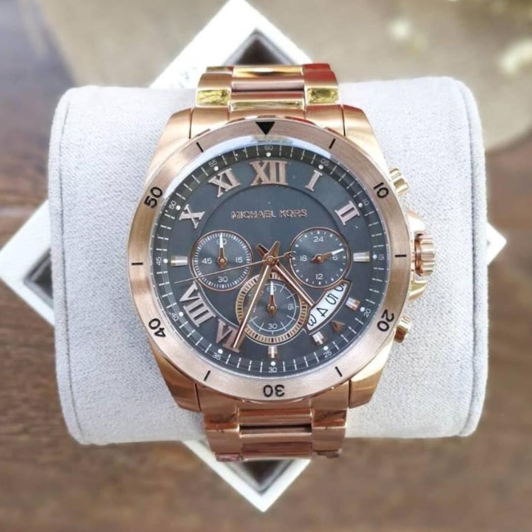 michael kors grey and rose gold watch