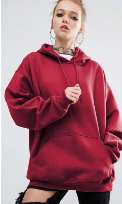 red oversized hoodie Women s Fashion Coats Jackets and