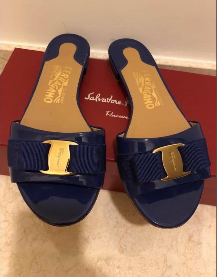 ferragamo slides blue