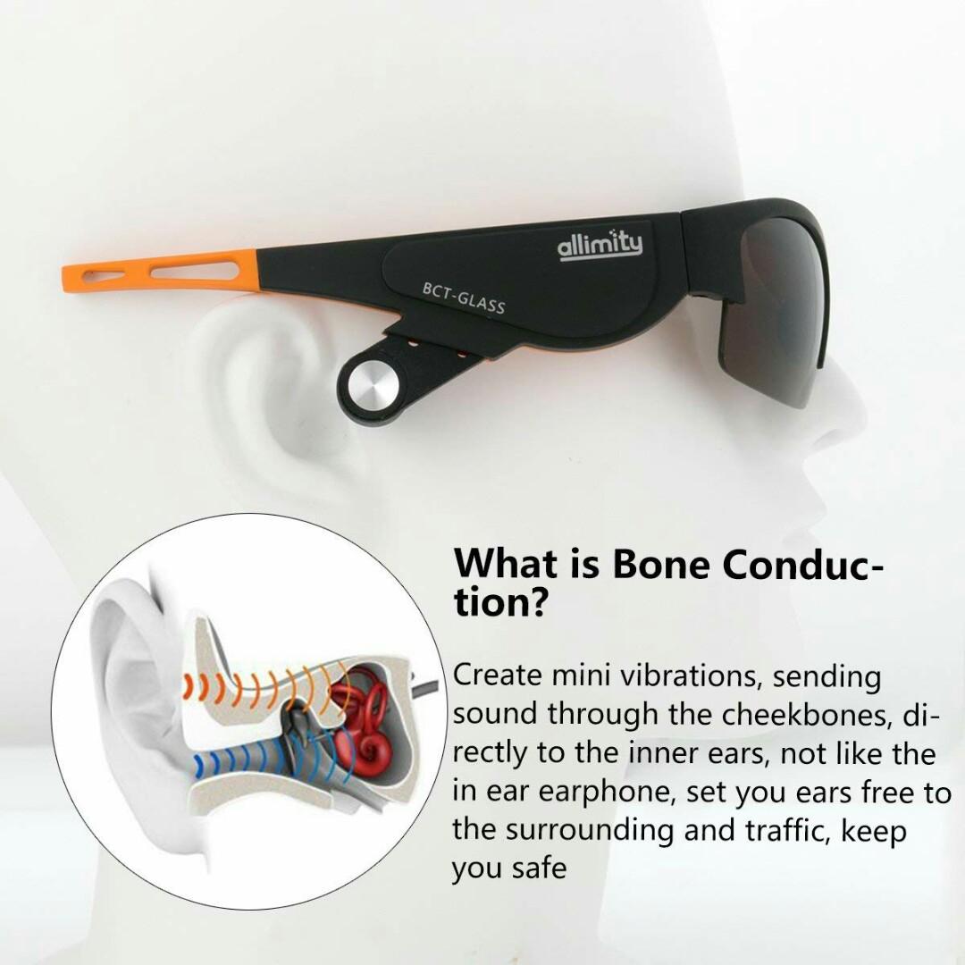 Bluetooth Headphone Polarized Sunglasses Bone Conduction Earphone Hiking Headset with Touch Control