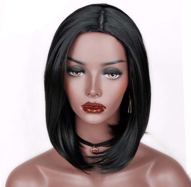 Wig Long Bob cut (black), Women's Fashion, Watches & Accessories