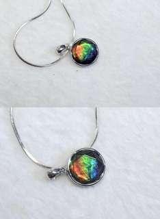 Multi colored ammolite gemstone pendant