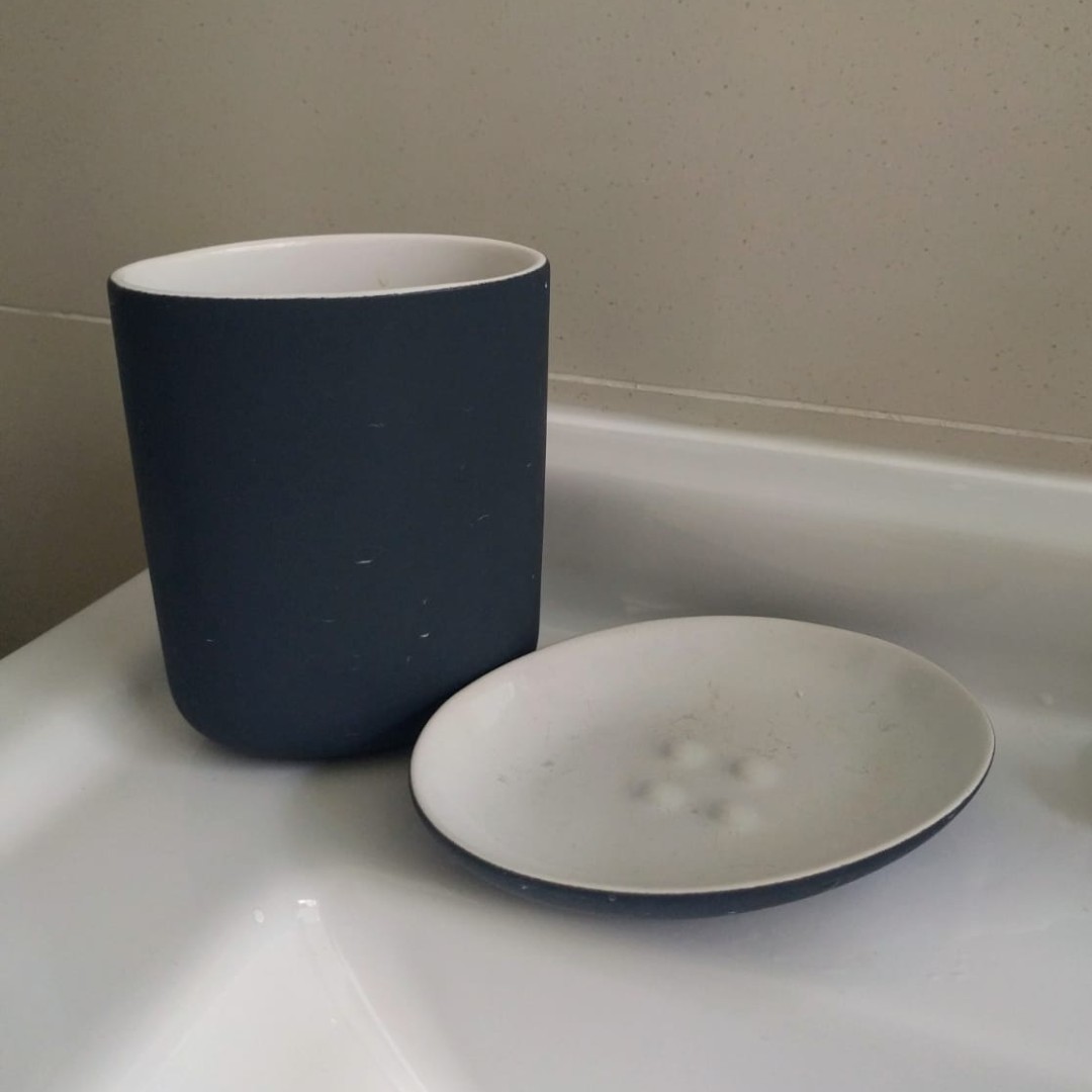 2 Toothbrush And 2 Soap Holder Dark Grey Ekoln Ikea Health Beauty Bath Body On Carousell