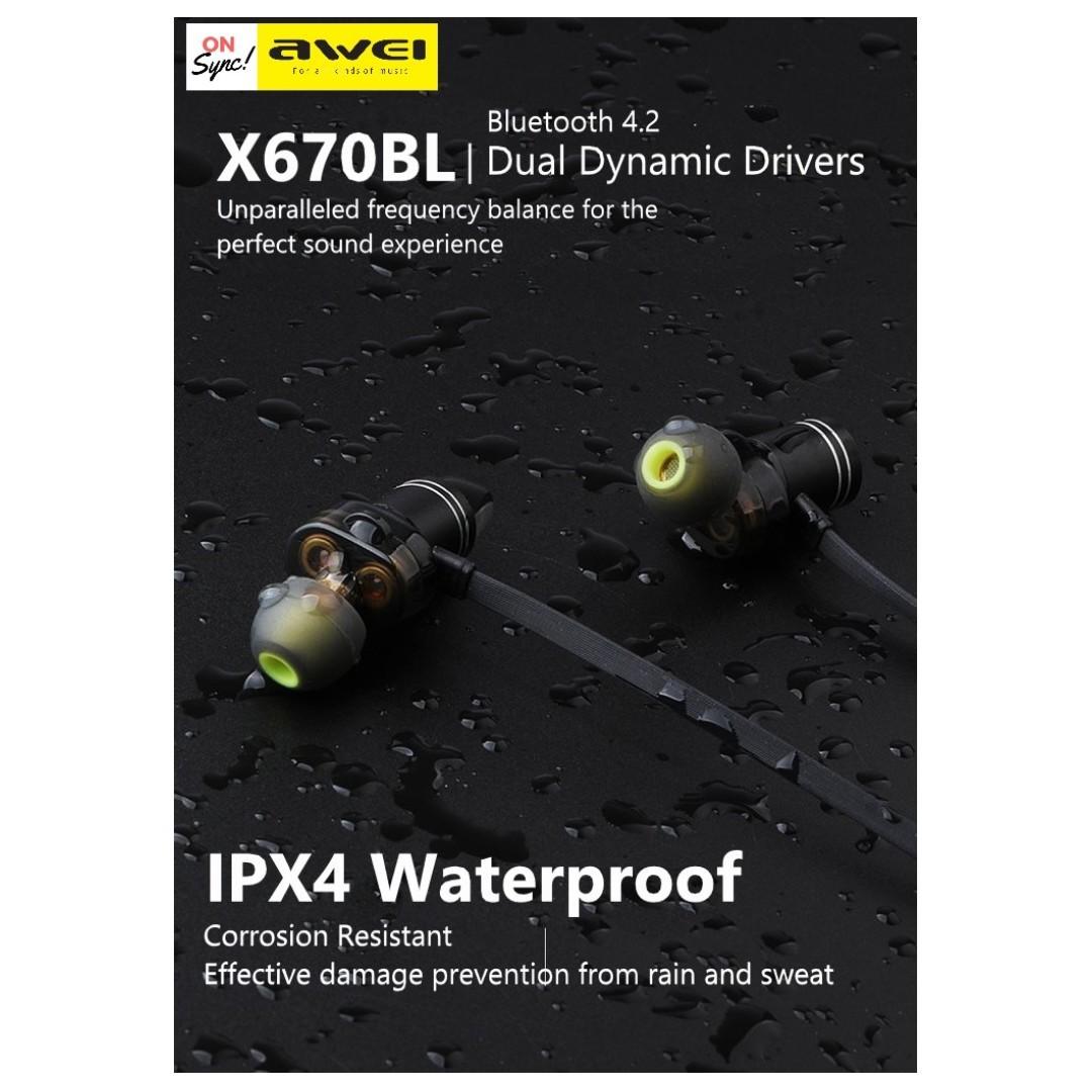 Awei X670BL High End Dual Dynamic Driver Wireless Earphones newest X650BL X660BL