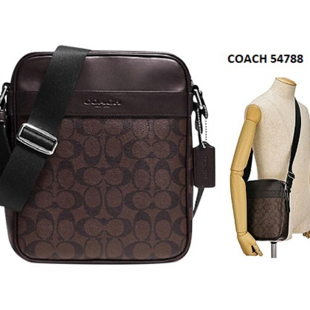 SpreeSuki - Coach Men Crossbody Bag In Gift Box Flight Bag In Signature  Crossbody Bag Mahogany Brown # F54788