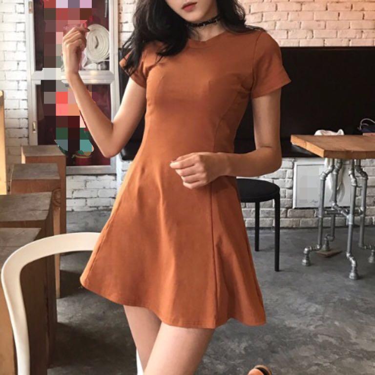 Bodycon Pleat Dress Tight Body Hug Fit Dress Plain Simple Ulzzang
