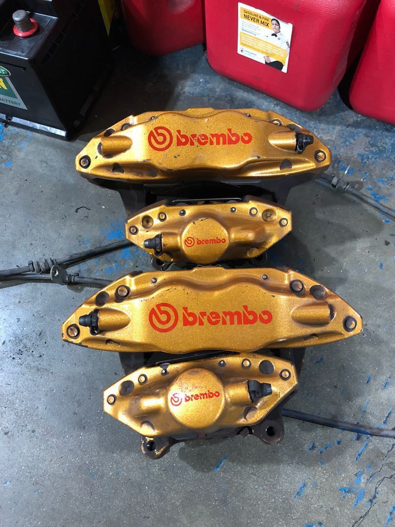 Brembo Brake Kit Wrx STI (Gold), Car Accessories, Accessories on Carousell