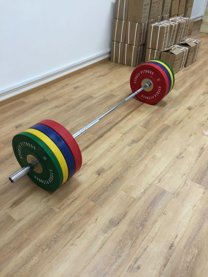 olympic barbell and bumper plates