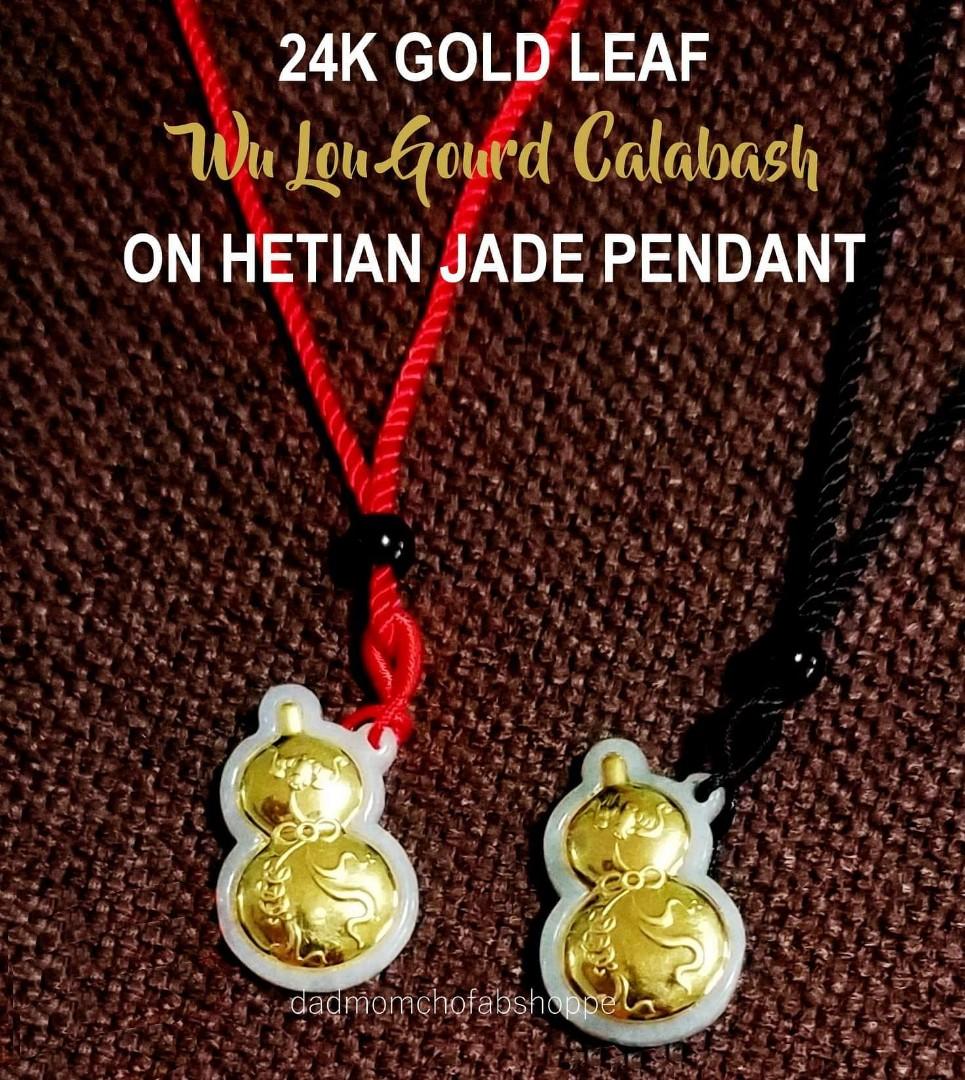 Details about   Pure 24k Yellow Gold Grade A Natural Hetian Jade Gourd Lucky Pendant Small