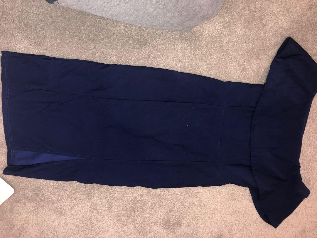 Here Comes The Sun Navy Off The Shoulder Dress Women S Fashion