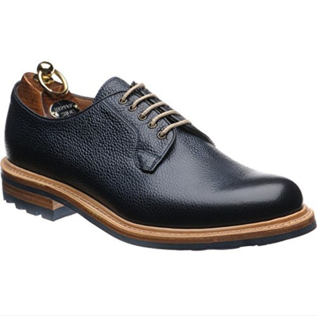 Herring x Cheaney Navy Blue Grain Leather Derby w/ Commando Soles