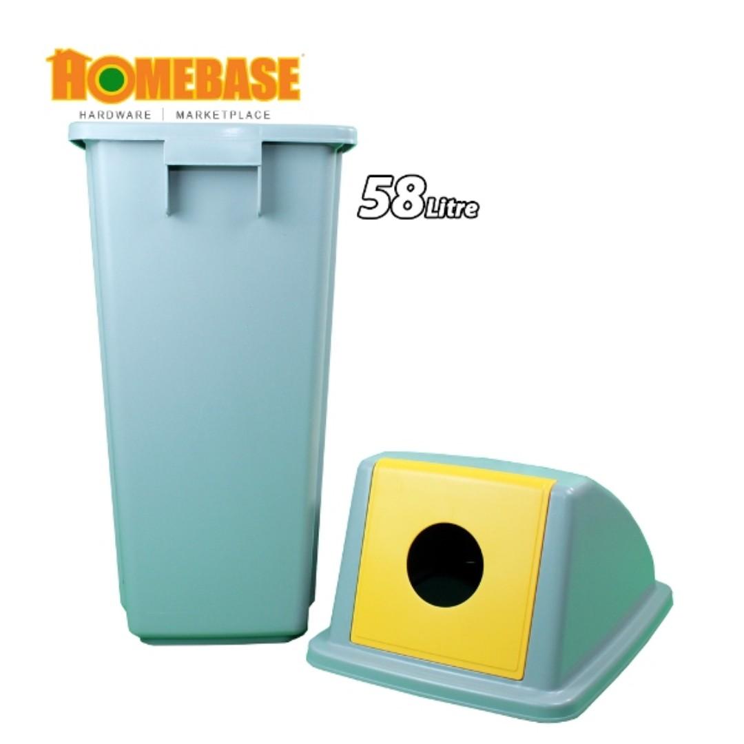 HOMEbase 58Litre Recycle Bin / Kitchen,Office Dustbin Bevel Hole