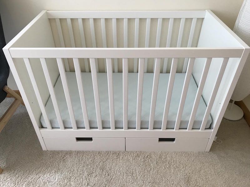 ikea grey cot with drawers