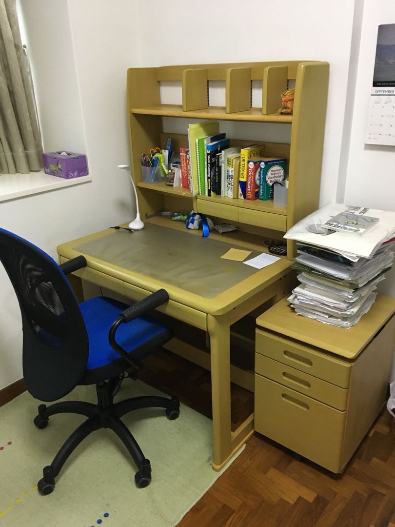 Japanese Brand Study Desk Side Cabinet And Chair Furniture Tables Chairs On Carousell