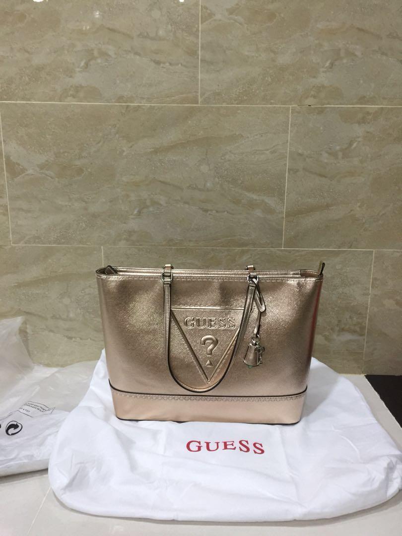 guess suitcase rose gold