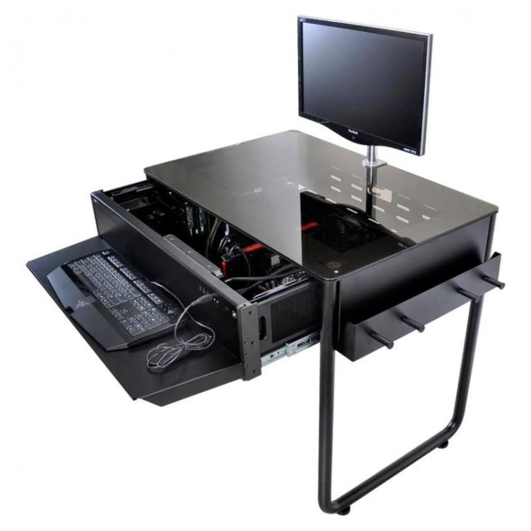 Компьютер в столе. Lian li dk-01x. Lian li стол. Lian li Table PC. Lian li стол компьютер.