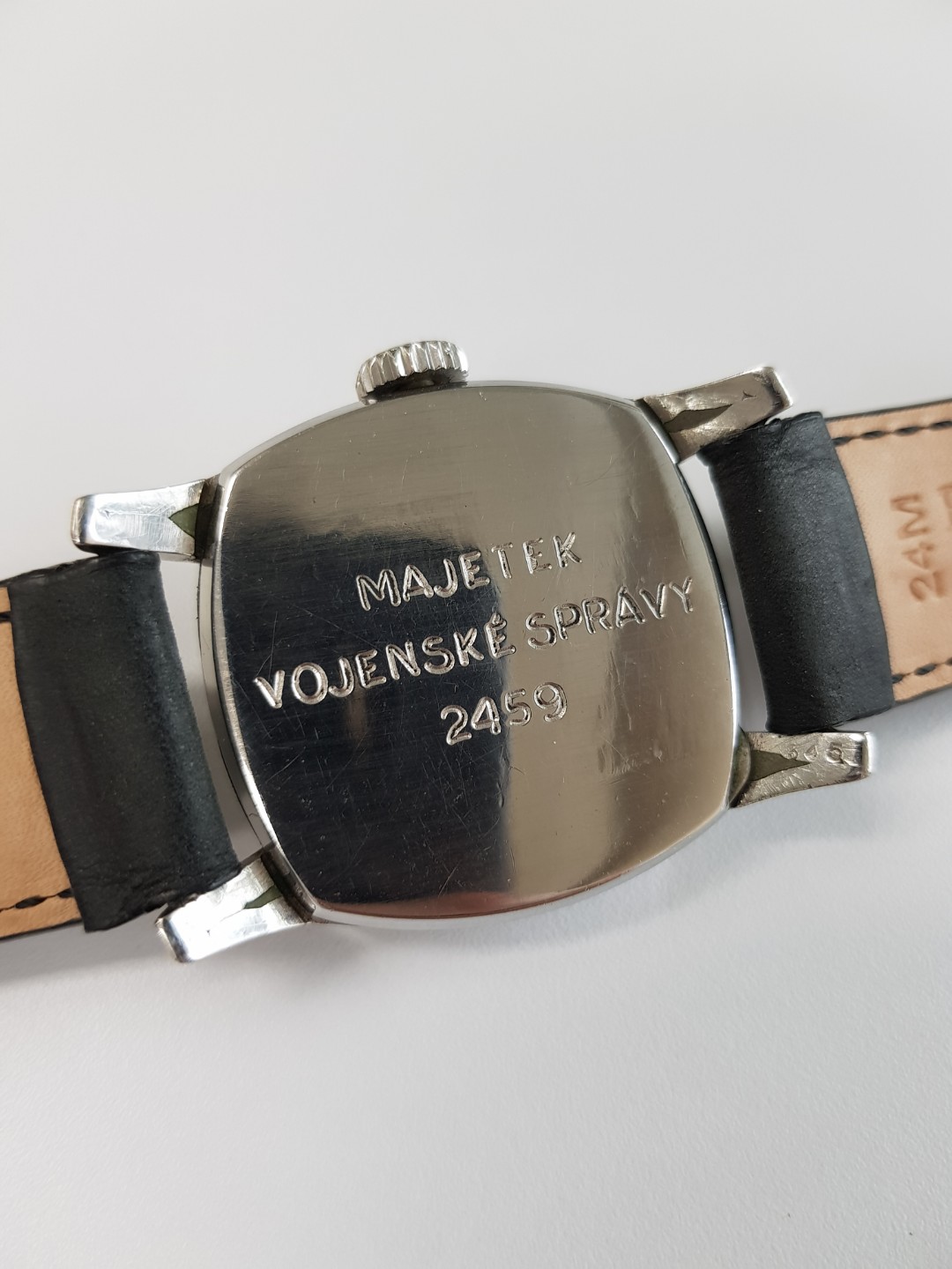 Rare Czech Military Longines Majetek Spravy Tartarugone large vintage wrist watch 1940's