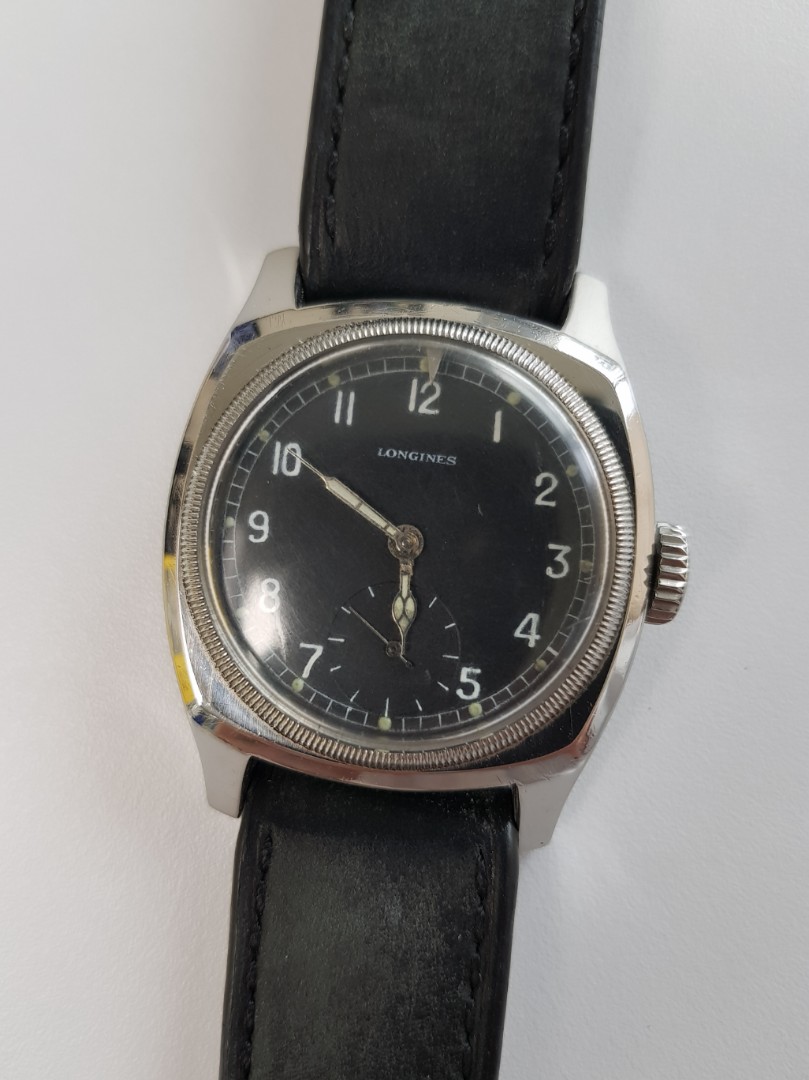 Rare Czech Military Longines Majetek Spravy Tartarugone large vintage wrist watch 1940's