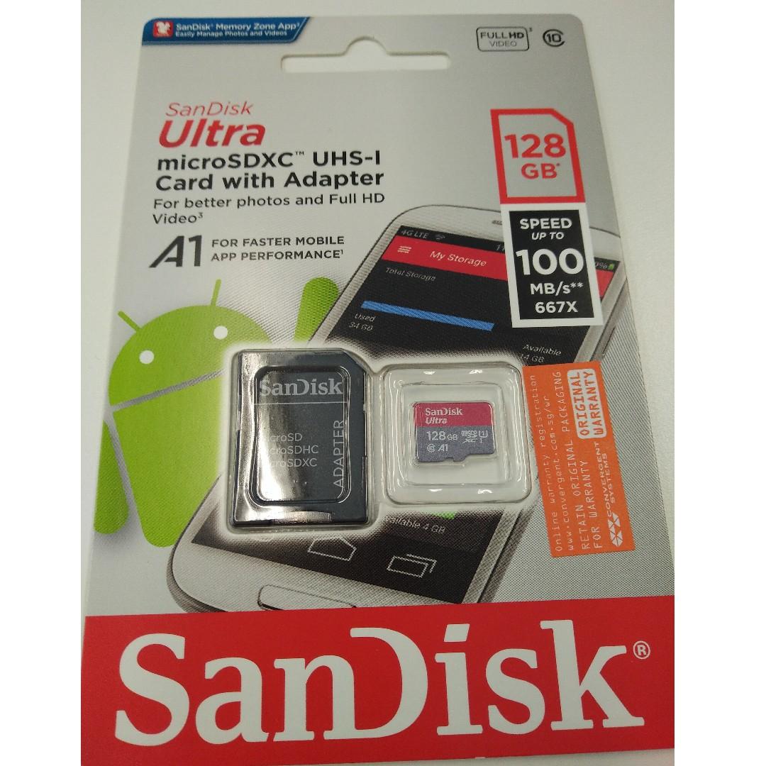 Sandisk 128gb Micro Sd Card Together With Card Reader Audio Portable Audio Accessories On Carousell