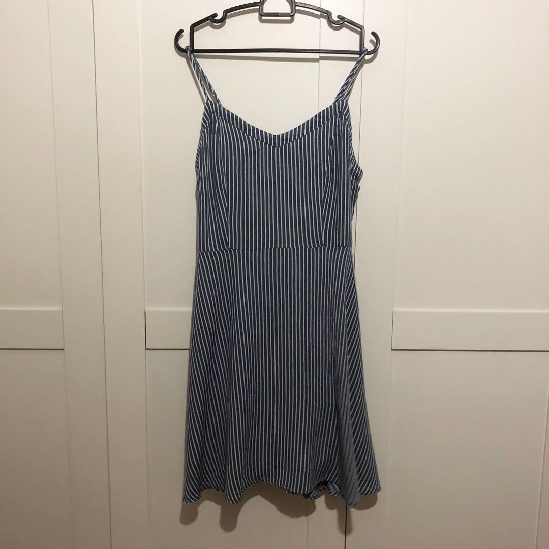 cotton on blue and white striped dress