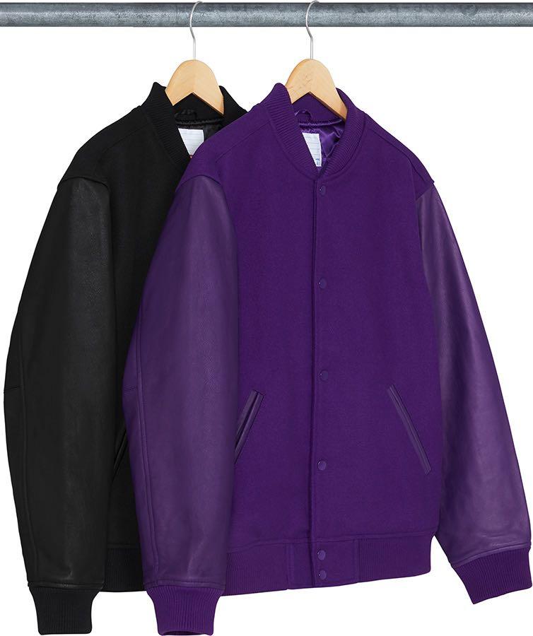 Supreme motion logo varsity jacket black, 男裝, 外套及戶外衣服