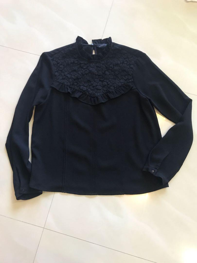 Zara Black lace TOP, Women's Fashion, Tops, Sleeveless on Carousell