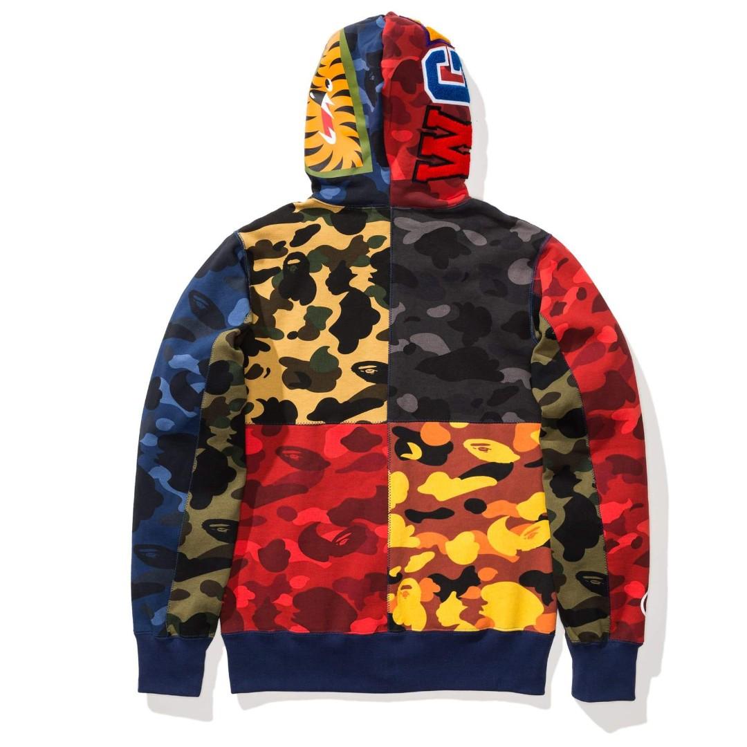 Bape shark hoodie mix camo full zip deals