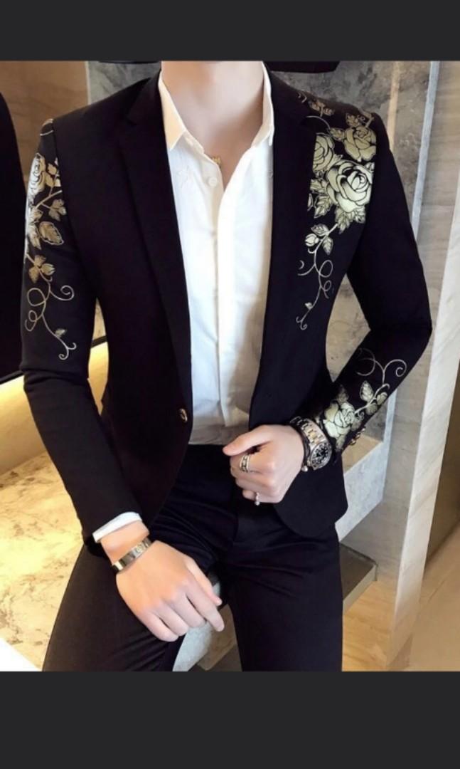 Red and cheap black floral blazer