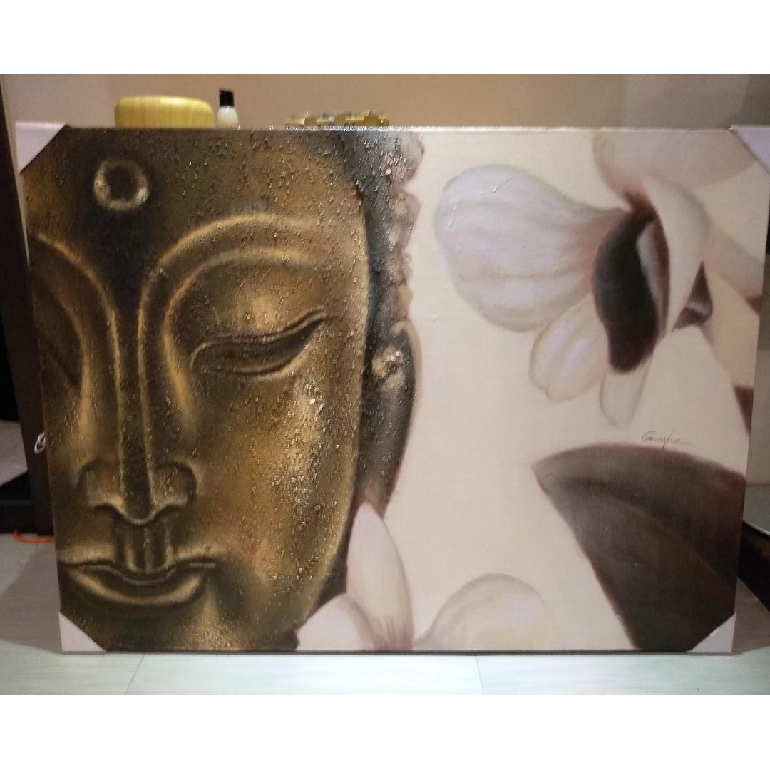 Buddha Oil Painting On Canvas 120 Cm X 90 Cm Big Size