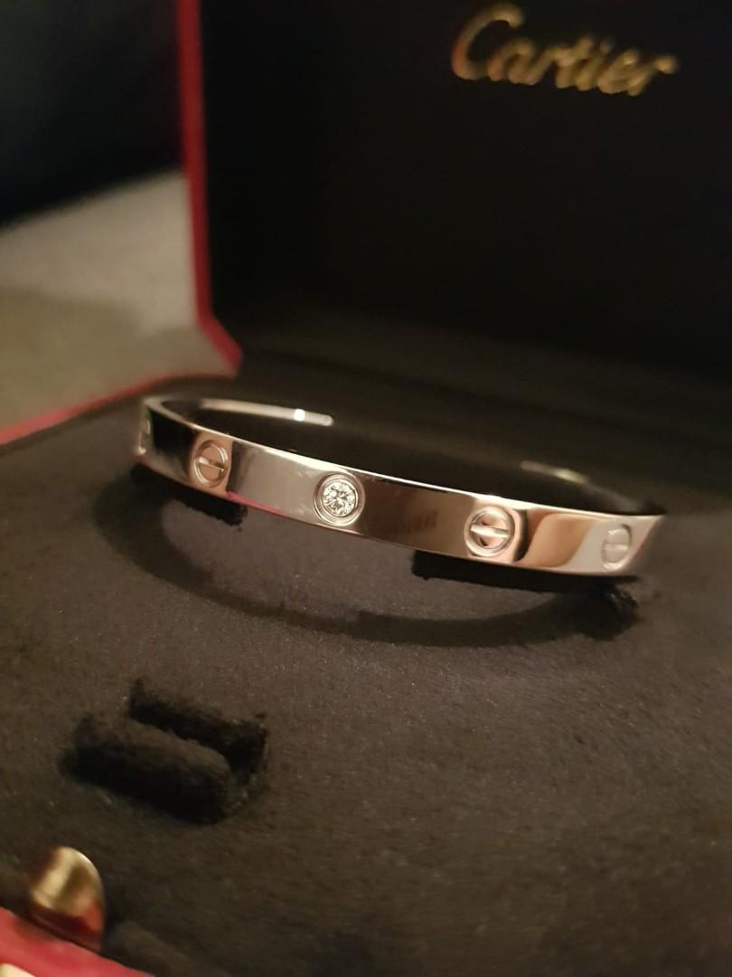 Cartier Love Bracelet White Gold 1 Diamond 100 Authentic With Receipt Women S Fashion Jewelry Organisers Bracelets On Carousell