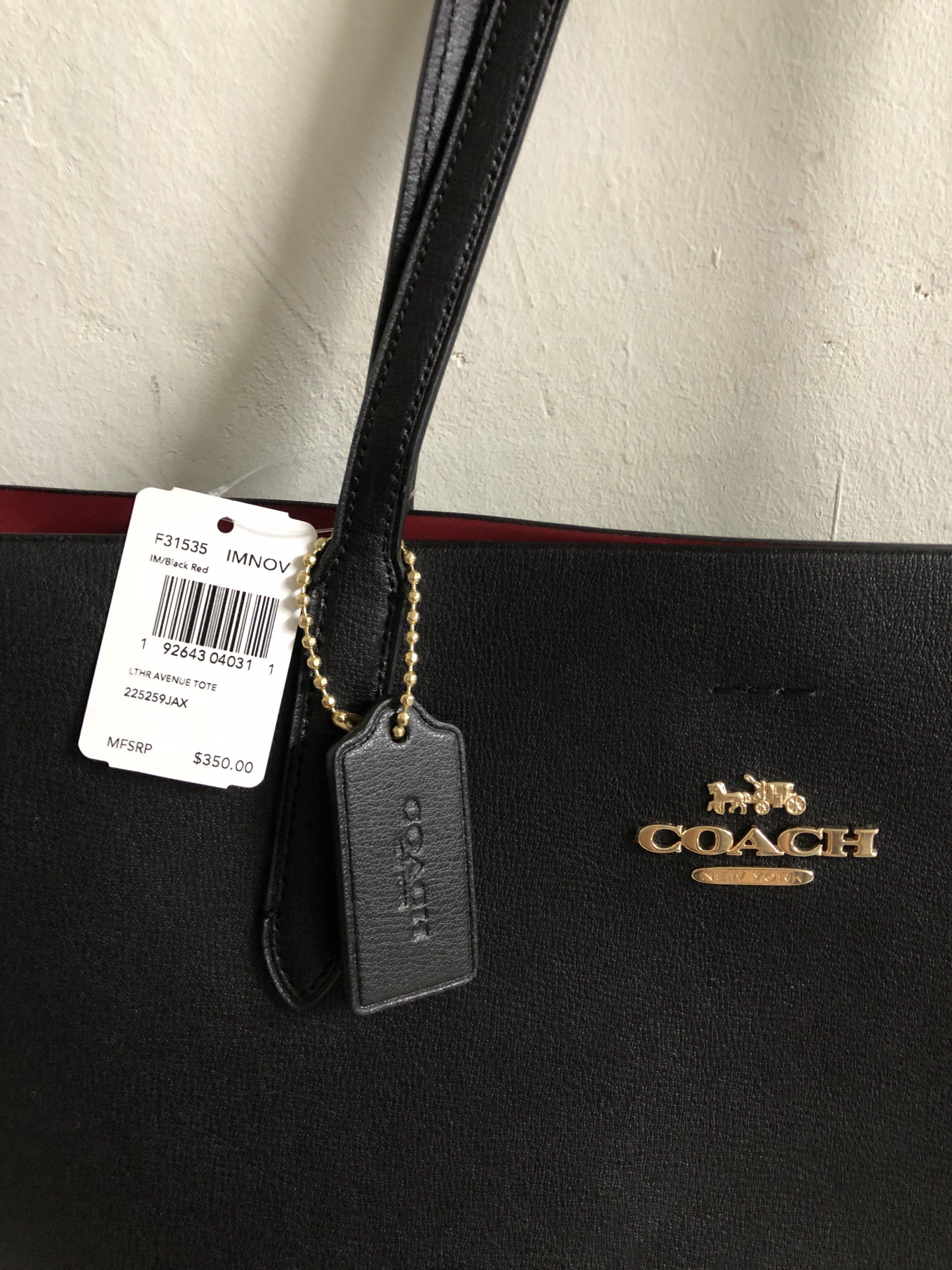 Coach avenue best sale tote black red
