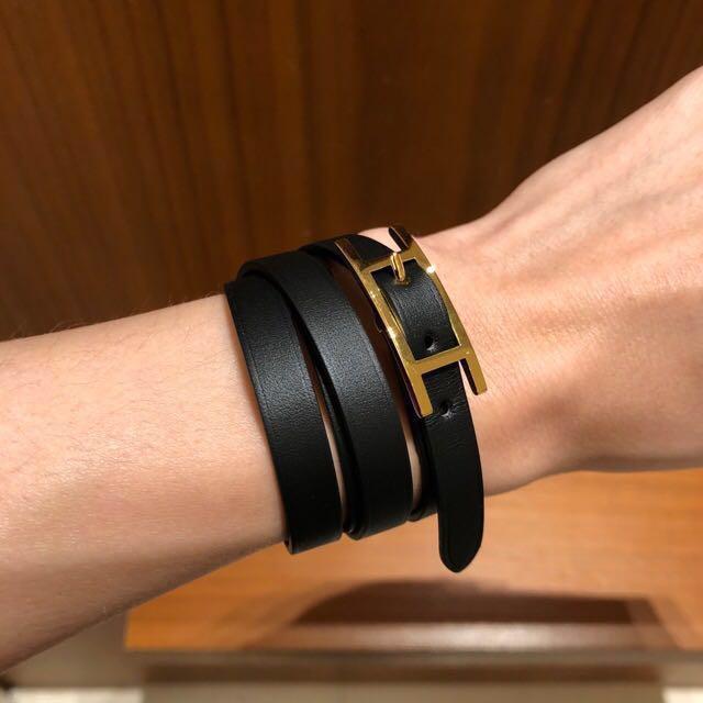 Hapi leather bracelet Hermès Black in Leather - 41652976