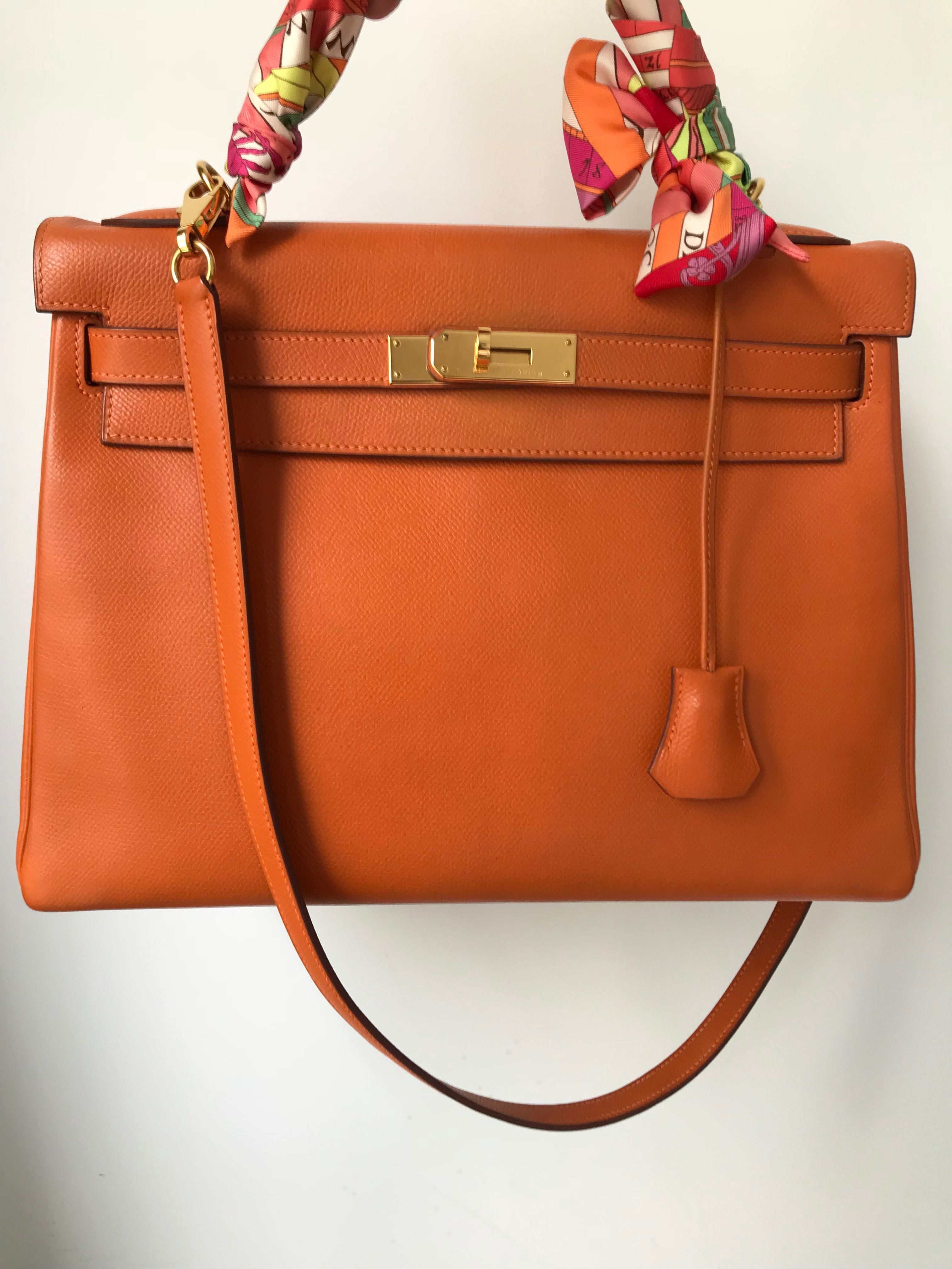 Hermes 32cm Rose Tyrien Epsom Leather Kelly Bag with Gold Hardware., Lot  #58226