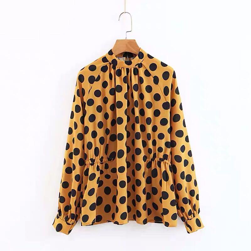 yellow polka dot top zara