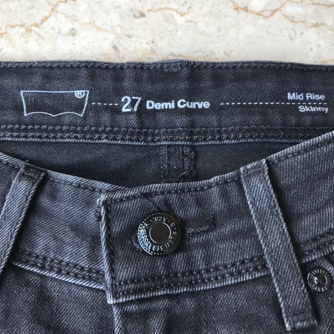Levi s Demi Curve Jeans size 27 Mid Rise Skinny Grey Women s Fashion Bottoms Jeans Leggings on Carousell