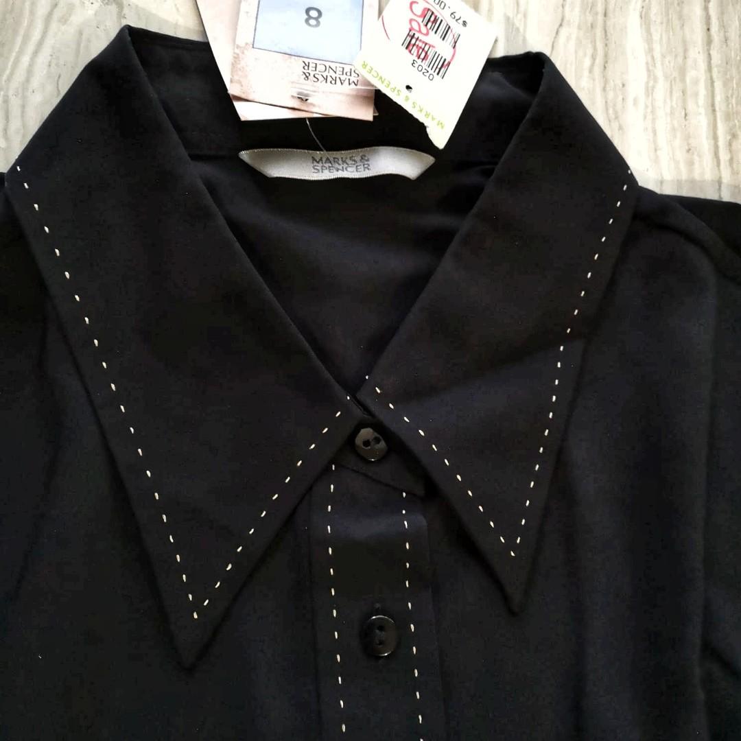 Marks Spencer Black Shirt With Stitching Details New