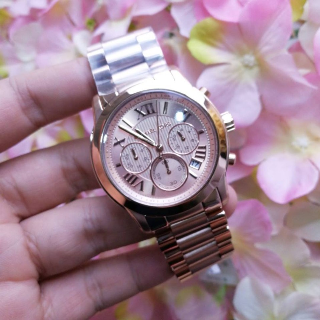 Michael Kors Cooper Chronograph Rose Dial Rose Gold tone Women s