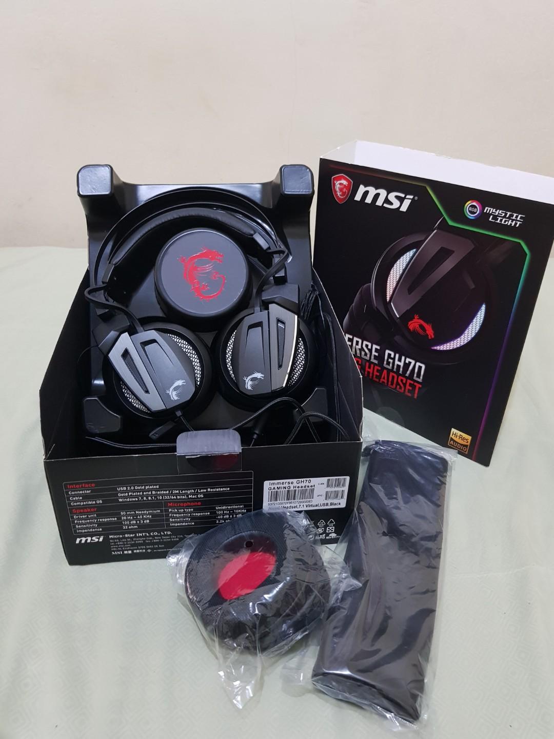 Msi Immerse Gh70 Gaming Headset Elektronik Bagian Komputer Aksesoris Di Carousell