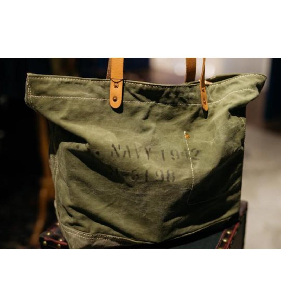 Eric Olive Woven Loop Handle Basket Tote