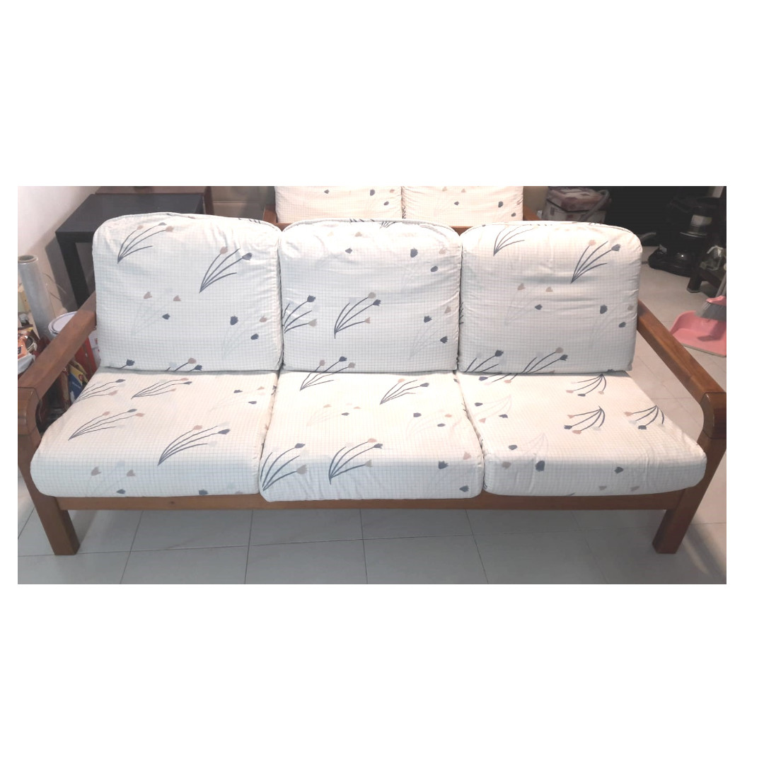 Pine wood sofa set in good condition, Furniture & Home Living, Furniture, Sofas on Carousell
