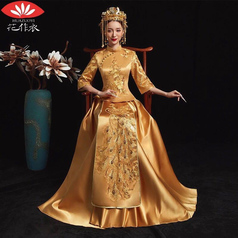 Traditional Chinese Wedding Gown Gold