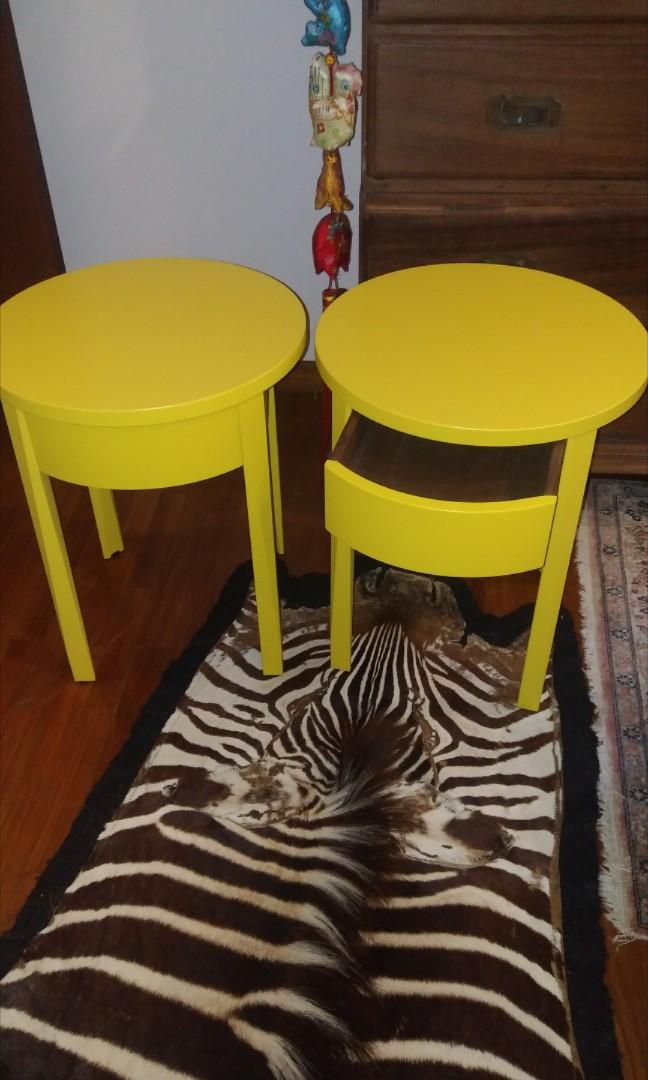 Vintage Swivel Chairs Yellow Side Tables With Hidden Drawer Furniture Tables Chairs On Carousell