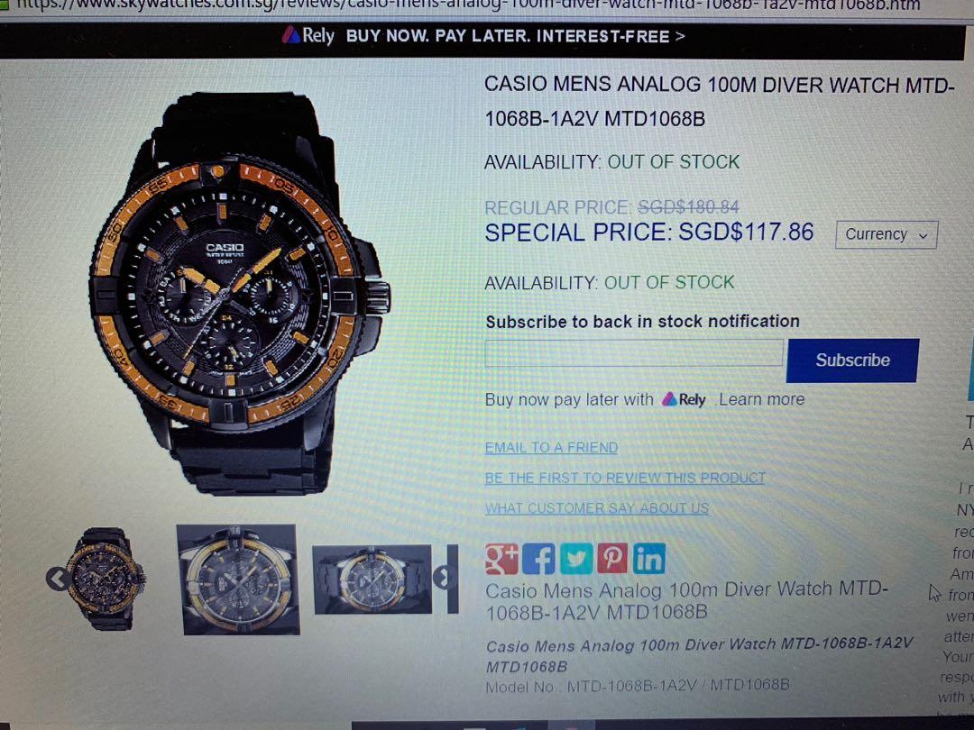 Casio best sale mtd 1068