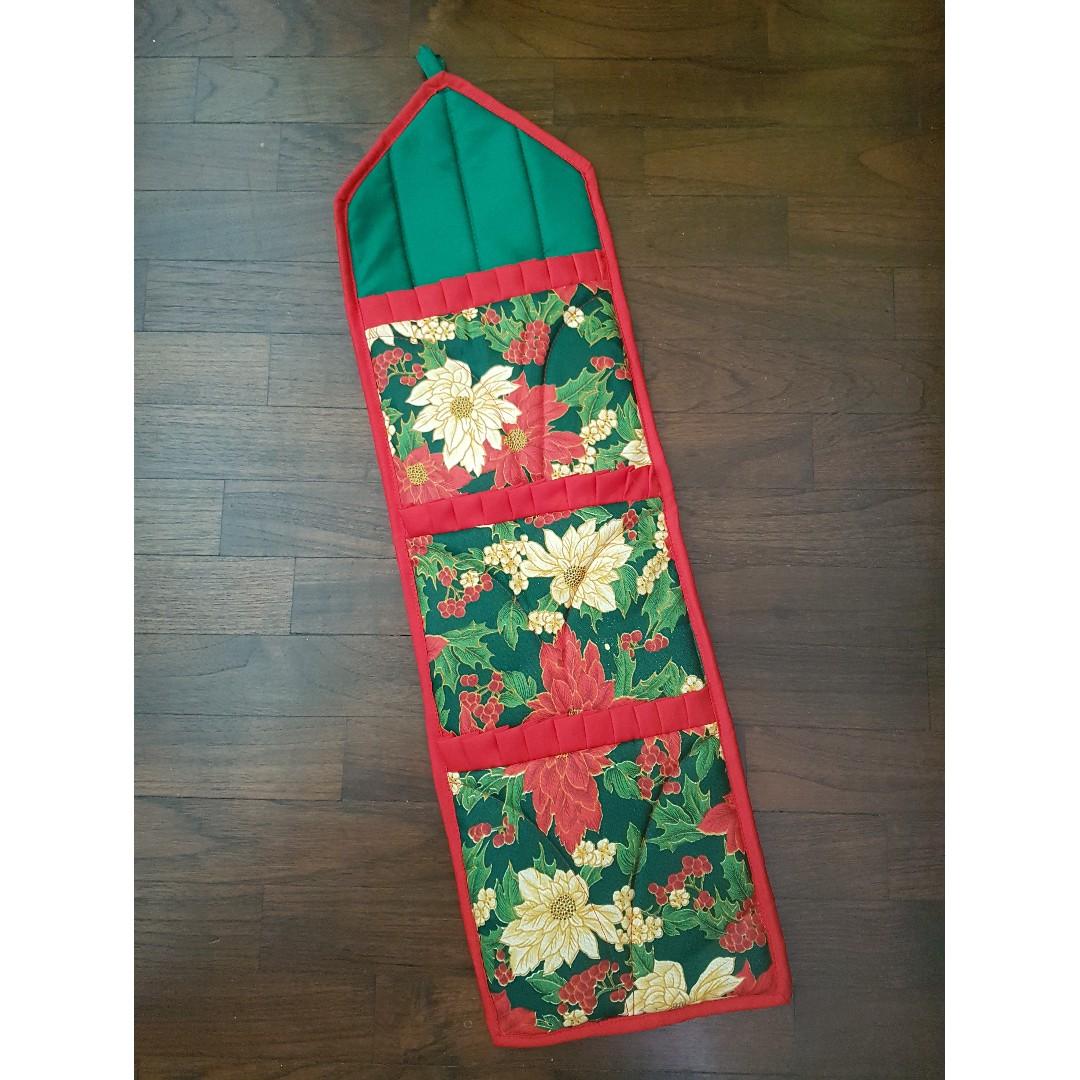 Christmas Poinsettia Hanging Woven Fabric Letter Organiser Furniture Home Decor Others On Carousell