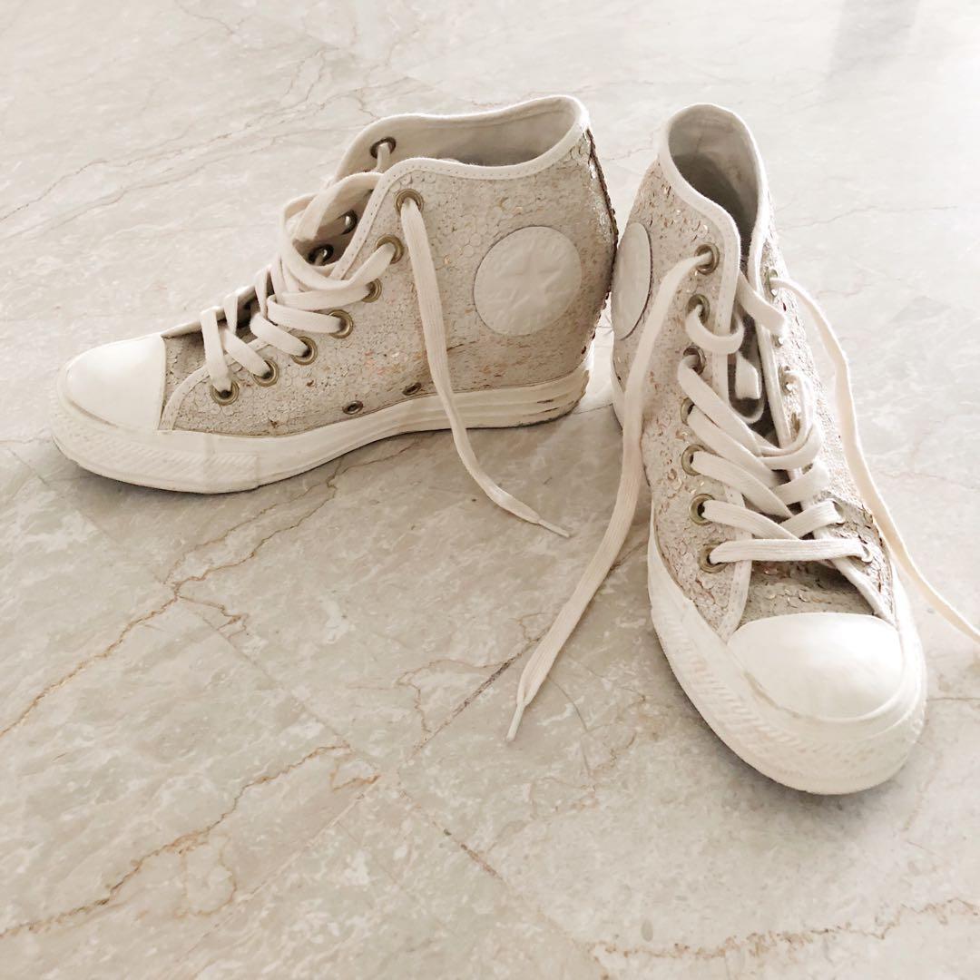 white converse wedge sneakers