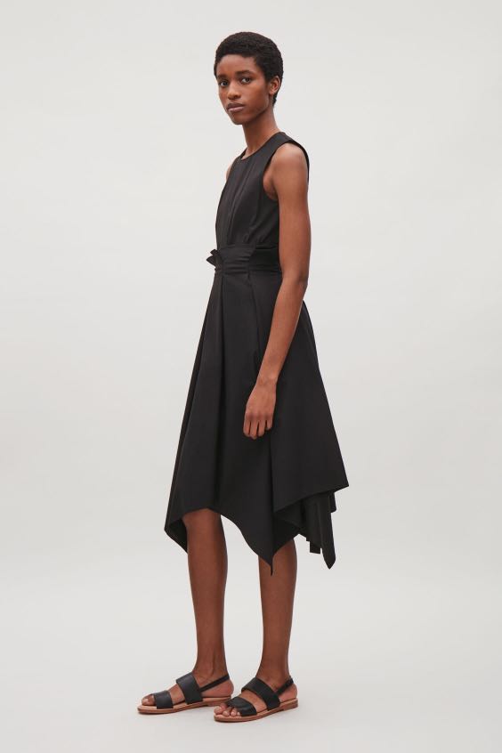 cos black pleated dress