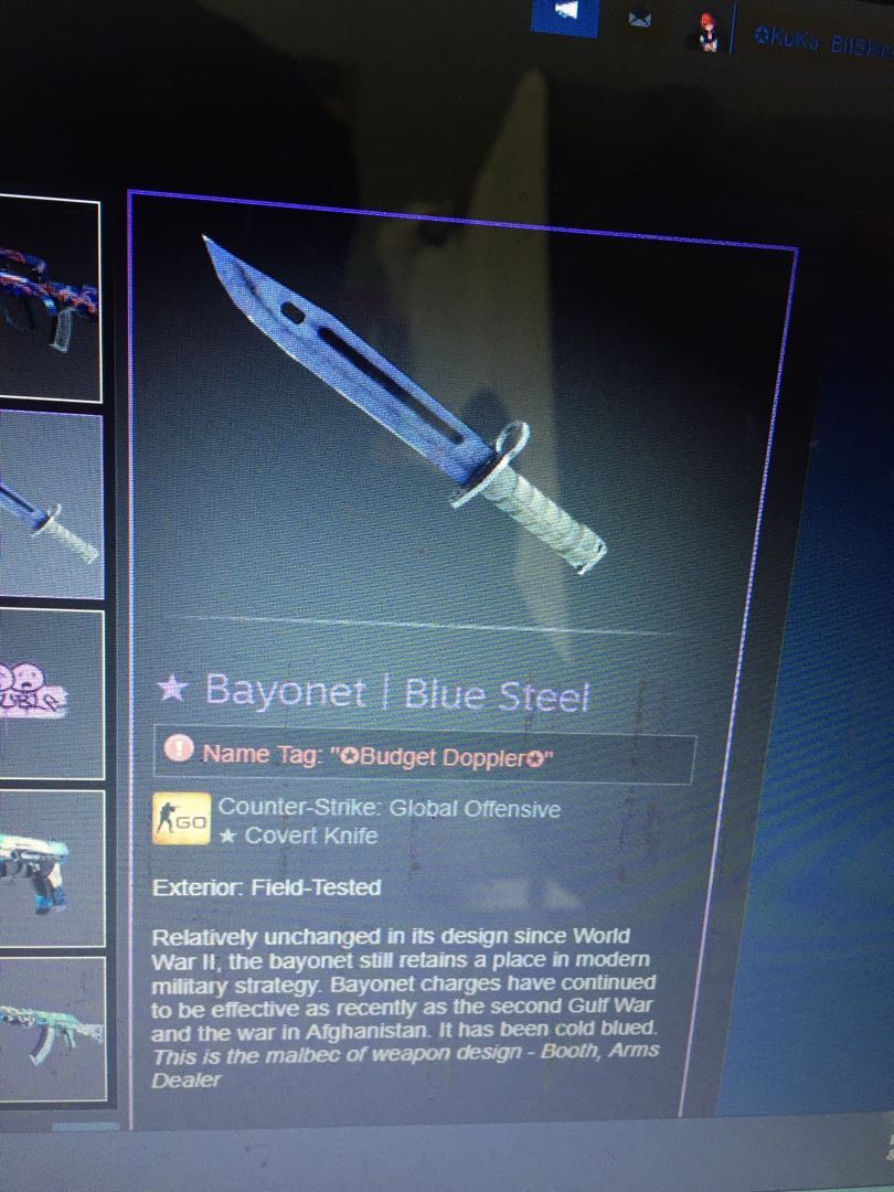 Csgo Bayonet Blue Steel Field Tested Toys Games Video Gaming Gaming Accessories On Carousell