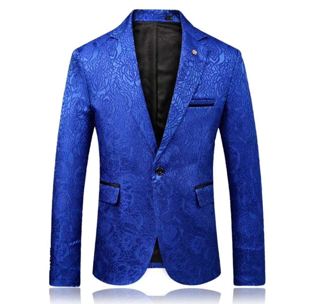 Men royal blue black blazer slim fit Men s Fashion Coats